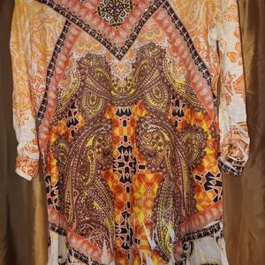 Bohemian Paisley Women's Tunic - Orange and White